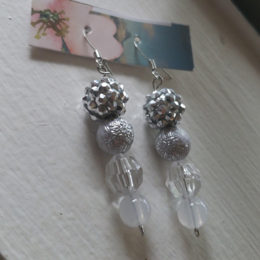 Silver and grey Dangle Earrings